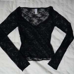 Black Lace Women's Long Sleeve Top Urban Outfitters